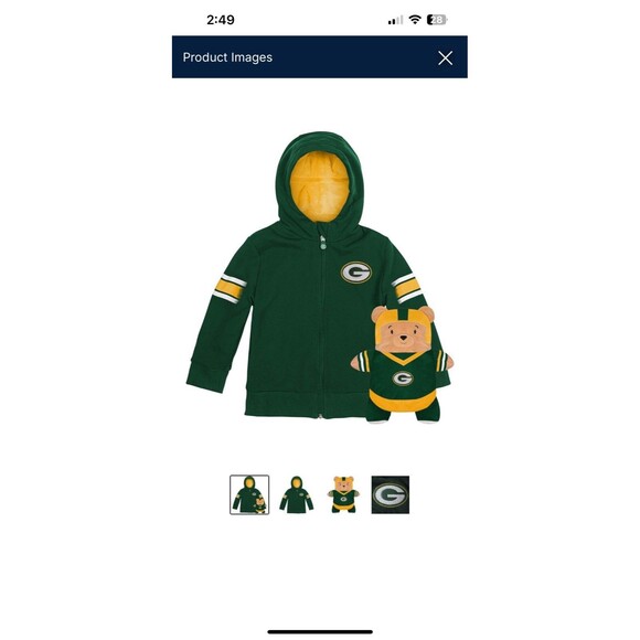 2T Wisconsin, Green Bay 2-in-1 Transforming Full-Zip Hoodie & Soft Plushie - Picture 2 of 9